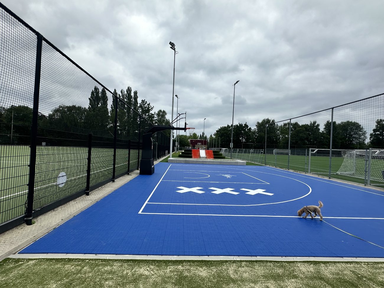Het 3x3-basketbalveld van de nieuwe sportzone